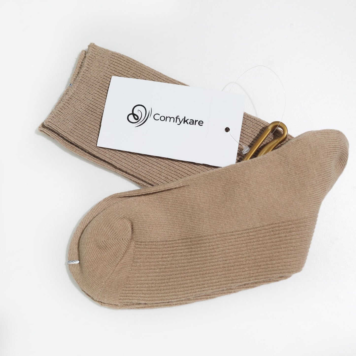 Comfykare 1 Pair Khaki Solid Crew Socks
