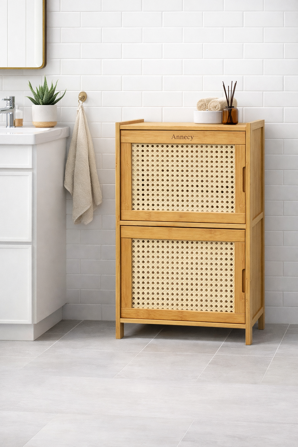 Annecy Bamboo Storage Cabinet – 2 Tier Bamboo Furniture