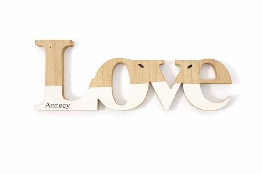 Annecy Wooden Love Sign, Decorative Word Art Tabletop Decor