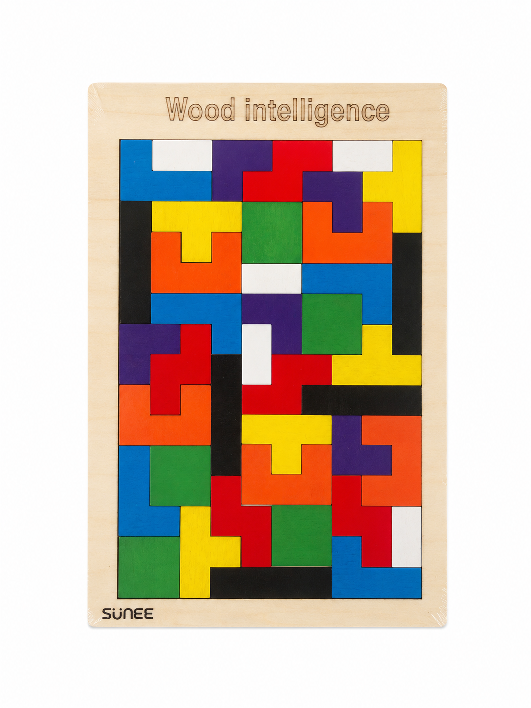 SUNEE Wooden Jigsaw and Manipulative Puzzle Board – Geometric Shape Matching Puzzle