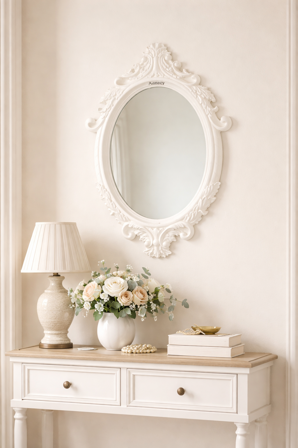 Annecy Oval Decorative Wall Mirror with Ornate Frame