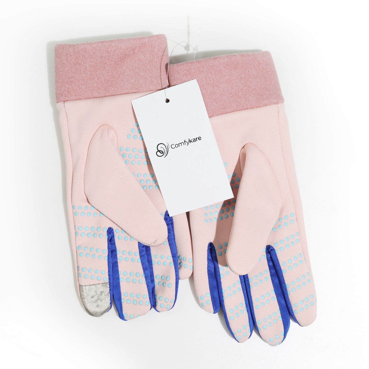 Comfykare 1 Pair Pink Nylon Non-Slip Shoe Gloves, Touchscreen Friendly