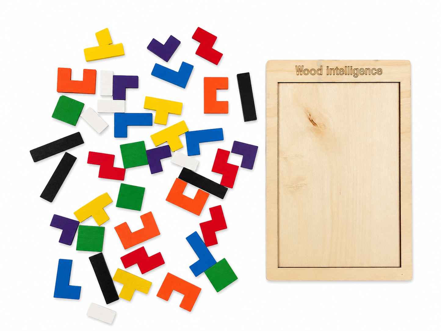 SUNEE Wooden Jigsaw and Manipulative Puzzle Board – Geometric Shape Matching Puzzle