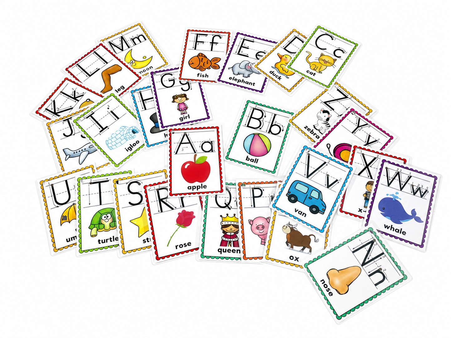 SUNEE Alphabet Flash Cards – 26 Letter Recognition Learning Cards